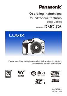 Panasonic Lumix G6 manual. Camera Instructions.